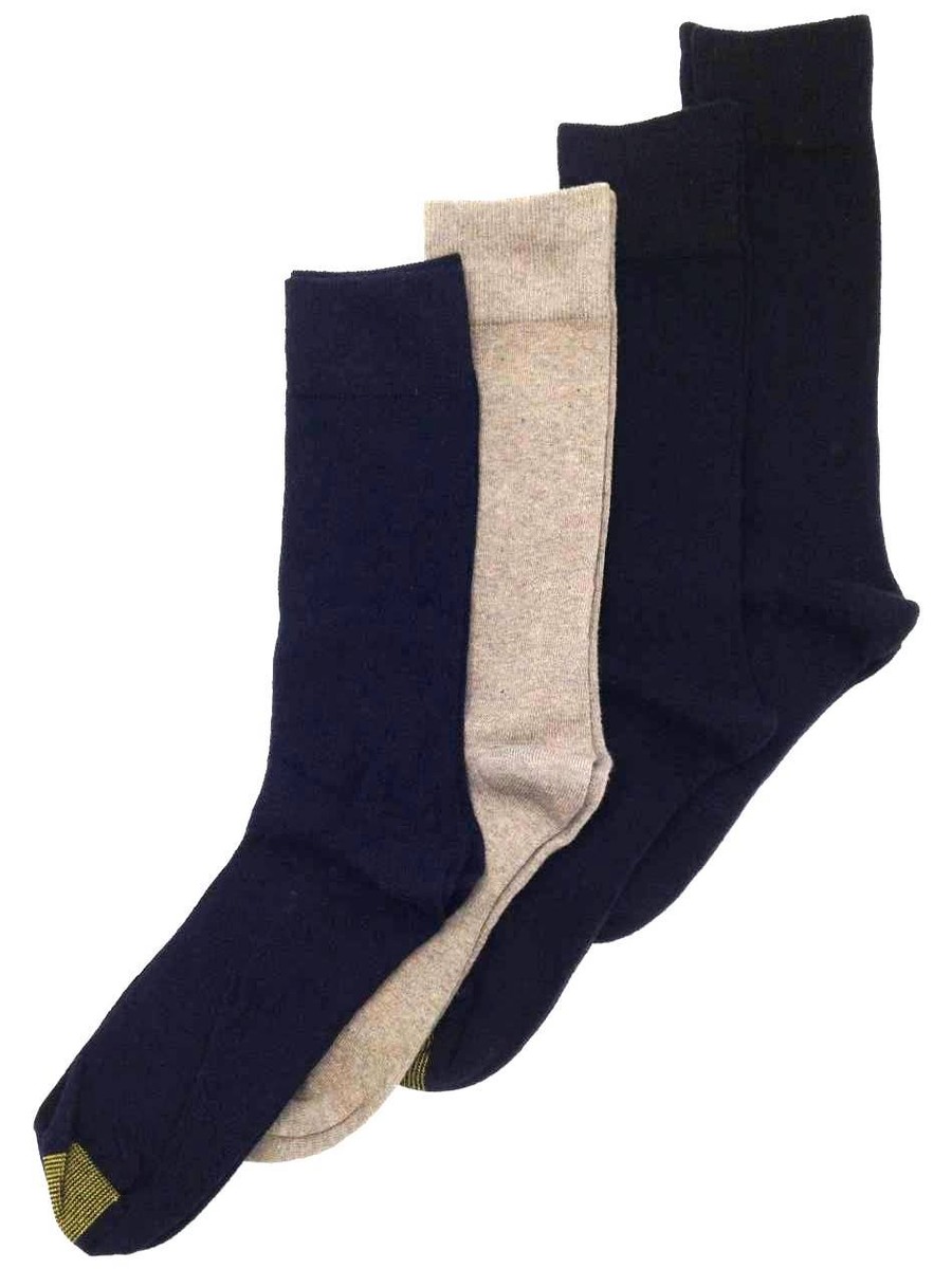 $45 Gold Toe New Men'S 4 Pair Pack Black Brown Cotton Crew Dress Socks Shoe  6-12