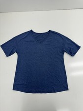 Womens Navy Blue V Neck Short Sleeve Shirt Size XL