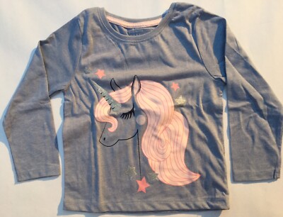 Baby Mädchen hellblaues Langarm T-Shirt mit ''Einhornkopf'' Detail