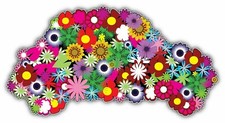 Floral Car Flowers Car Bumper Window Sticker Decal 5"X4"