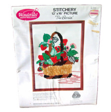 Vtg WonderArt THE BERRIES Stitchery Picture Stamped NEW 12" x 16" 5117 Sealed