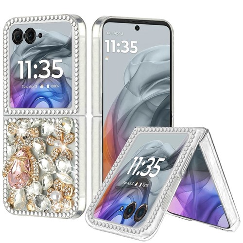 Coque intégrale strass pour Motorola Razr 2024/+2025 cristal brillant transparent 3D - Photo 14 sur 33