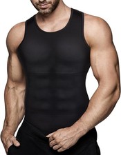Mens Compression Shirt Slimming Body Shaper Vest Workout Tank Tops Abs 3XL