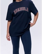 Adanola Womens Navy Blue/Burgundy Varsity Oversized T-shirt - 100% Original