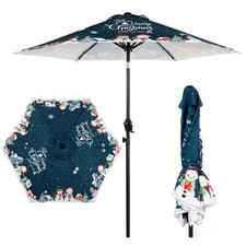 Seazul 7.5FT Christmas Patio Umbrella Dark Teal Crank Tilt Market Umbrella