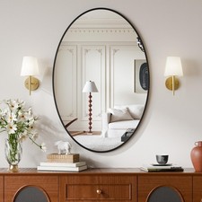 24"x36" Oval Bathroom Mirror with Black Metal Frame - Oval Wall Mirror Hangin...