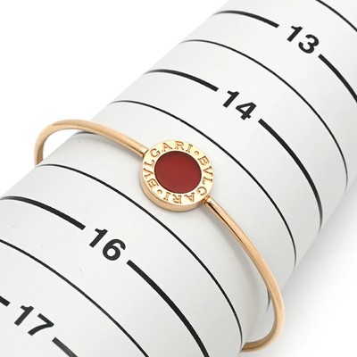 AUTH BVLGARI CARNELIAN BANGLE BRACELET RED AU750 18K ROSE GOLD