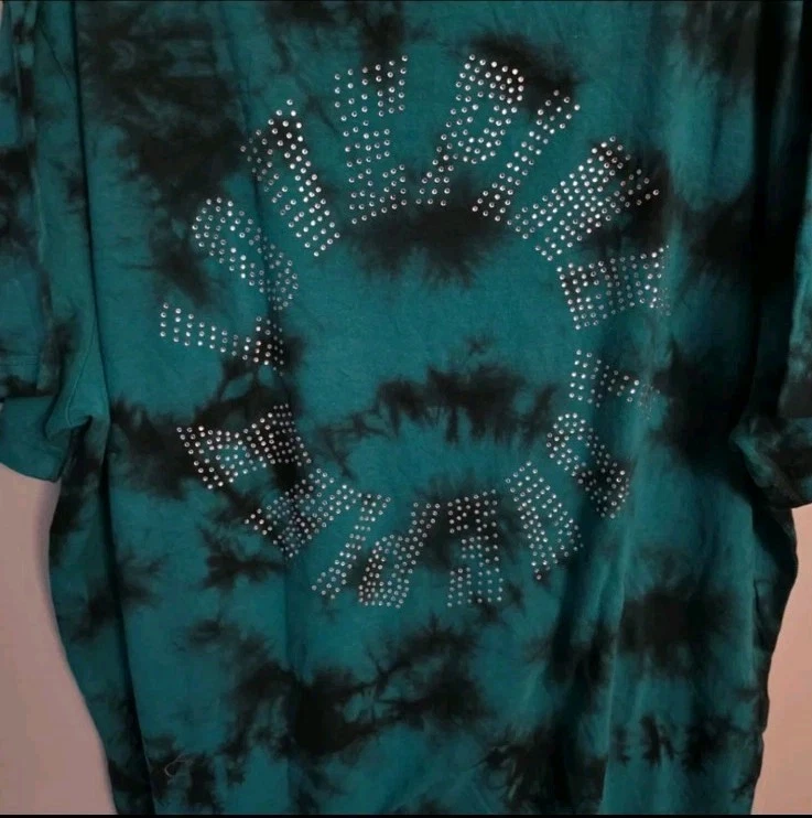 Camiseta Victoria's Secret ROSA Brillo Campus Manga S Verde Tie Dye Estrás Talla XXL Foto 3 de 4