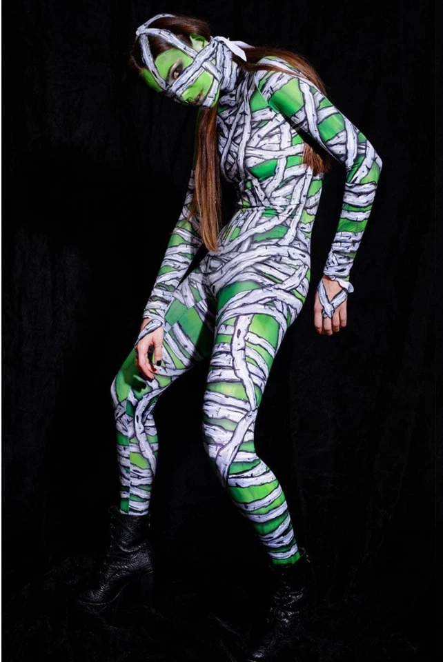 LMT EDT Diablo Caminando Mujer Disfraz Momia Talla S UV Negro Luz Reactiva Agotado Foto 2 de 4