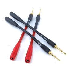 WJSTN-018 Braided Wire Speaker Banana Plugs to 4mm Female Red Black