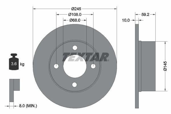 2 X Bremsscheibe Textar 92026100 FüR Audi 80 90 100 Coupe-image