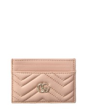Gucci Gg Marmont Leather Card Case Women's Beige