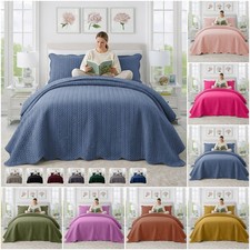 Five Star Hotel Quality Bedspread 3 Piece Reversible Coverlet Soft Queen King