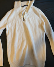 JOOP! Herren Grobstrickpullover Weiß mit Rei...