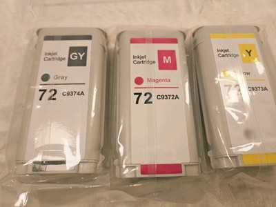 Compatible Cartridge for HP 72 Ink Yellow C9372A; Magenta C9373A; Gray C9374A