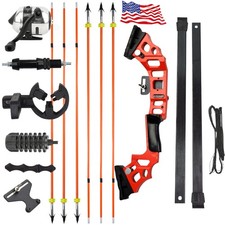 40lbs Straight Recurve Bow Set Solid Fiberglass Arrows Archery Hunting Shooting