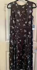 NWT Simply Vera Wang Party Dress size Small Floral Ruffle Long Midi Black Purple