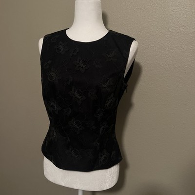 Escada Black Tie Formal Blouse Top EUC Size 36