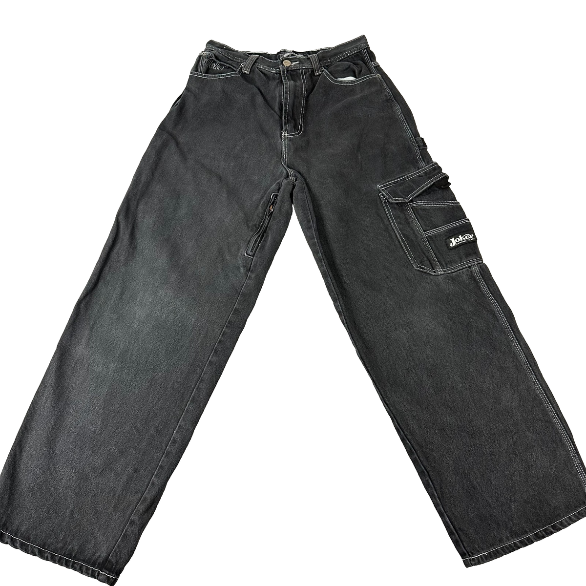 Vintage Joker Cargo Jeans Mens 32 Black Gray Baggy ORIGINAL 77
