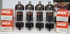 Matched set of 4 NOS 1966 RCA 6CD6GA Power Tubes, Black Plate, Same Code NR
