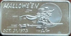 1973 Hamilton Mint MGC Halloween Oct 31 1oz .999 Silver Vintage Art Bar, SN 855