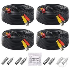 4 Pack 100ft/30M All-in-One Video Power Cables BNC Extension Surveillance Camera