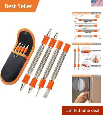 Versatile 4-Piece Woodworking Nail Setter and Hinge Tool Set for Precision