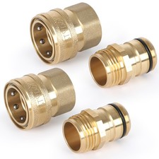 3/4" Heavy Duty Quick Connect Hose Fittings, Lead-Free Brass Coupler Set, 2 Pack