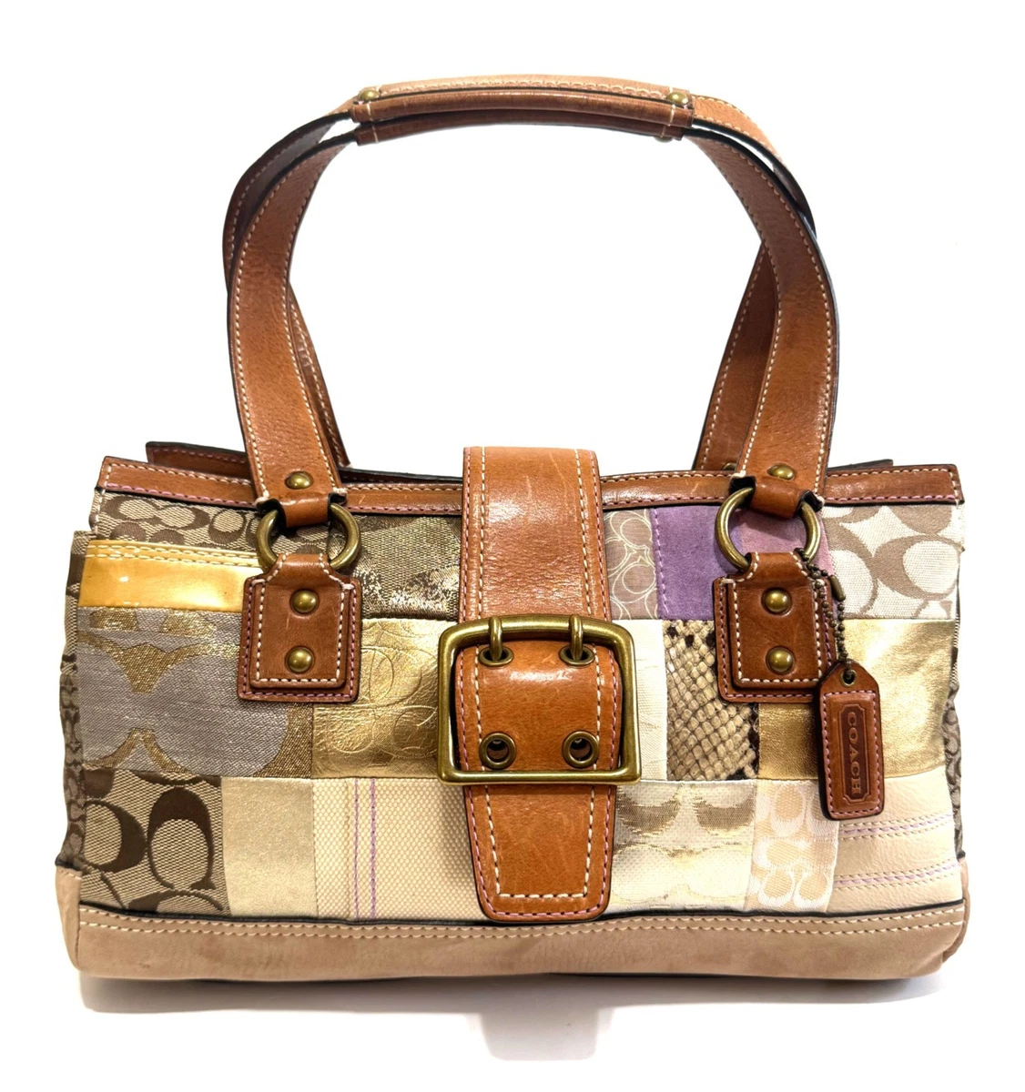 Coach Patchwork Canvas Exterior Tote Bags & Handbags for Women for