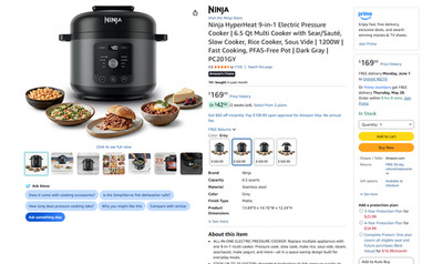 Ninja HyperHeat 9in1 Electric Pressure Cooker | 6.5 Qt Multi Cooker - Grey