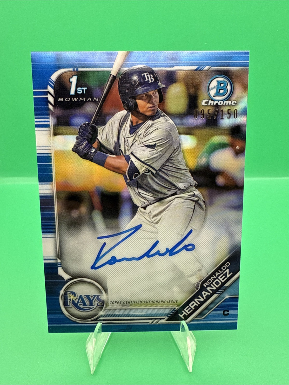 2019 Bowman Chrome 1st Ronaldo Hernandez Blue  Refractor /150 Auto Rays