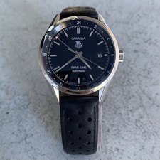 Tag Heuer Carrera Twin-Time WV2115-0 Automatic GMT Black Dial Watch - Full Set