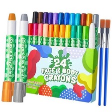 Rainbow Colors Face Painting Kits -Twistable Face Paint Crayons, 24 colors