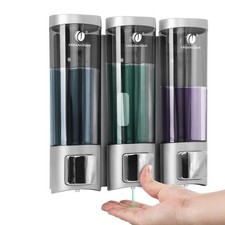 Shower Shampoo Dispenser Soap Dispenser 3x200ml Chamber No Drill Wall-Mounted