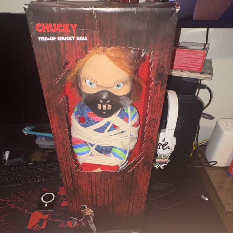 Tied-Up Chucky Doll Collectible Movie Figure with Removable Magnetic Mask
