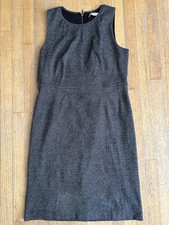 Ann Taylor LOFT Black Gray Tweed Sleeveless Professional Office Sheath Dress 14