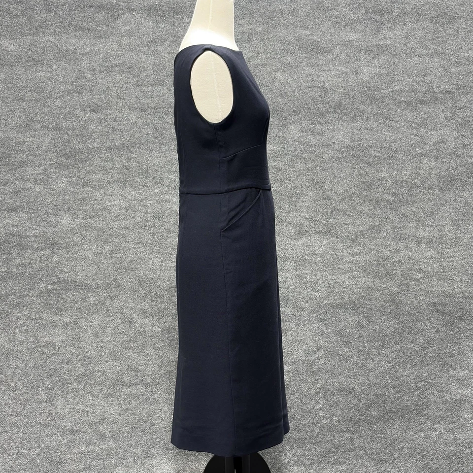 Barneys New York Dress Womens 42 Large Navy Sheath Sleeveless Wool Silk Italy - Image 3 of 4