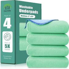 Cosy Family Washable Underpads, 17x24", Heavy Absorbency, Reusable, 4 Pack
