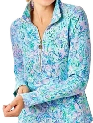 NWT Lilly Pulitzer Surf Blue Soleil It On Me Skipper Popover LS Mock - M