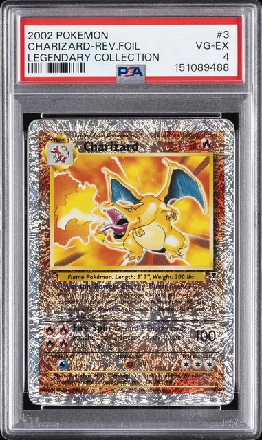 2002 POKEMON LEGENDARY COLLECTION #3 CHARIZARD-REVERSE FOIL PSA 4