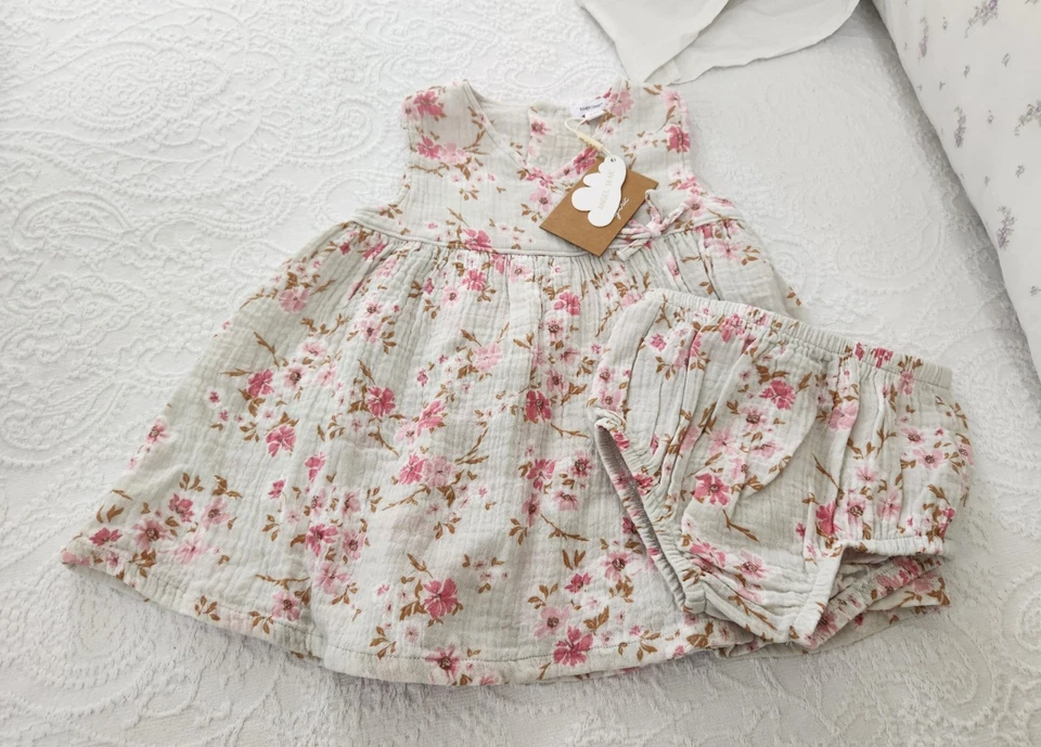 NWT ANGEL DEAR 18/24 MONTH FLORAL KIMONO DRESS & BLOOMER SET - Image 1 of 4