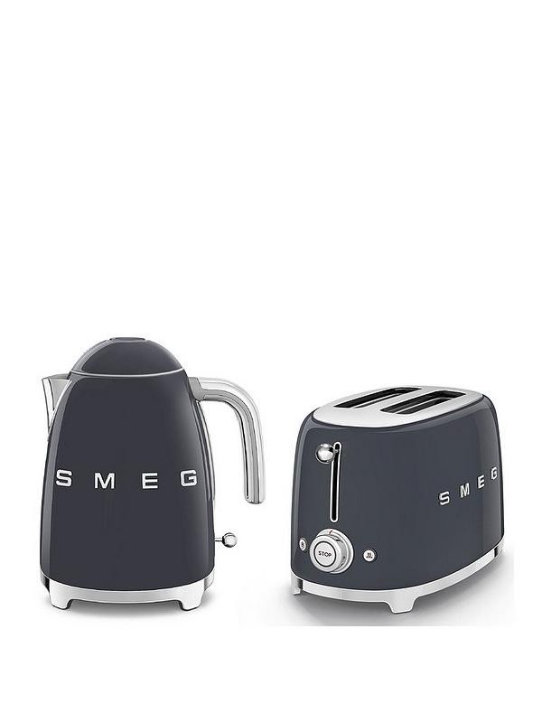 Smeg Retro Kettle & 2-Slice Toaster Slate Grey BLEMISH