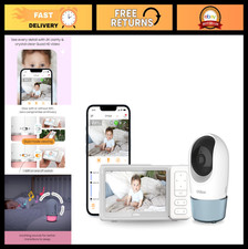 2K QHD Video Baby Monitor with Camera Audio, 5" Color Screen, Night Light, Rem