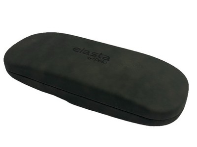 NEW Elasta By Safilo Dark Grey Hard Clamshell Eyeglass Case Spring Closure Cloth