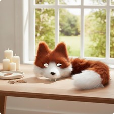 2 Pieces Animal Face Covering and Tail Set Furry Faux Hair Costume Set Easy to