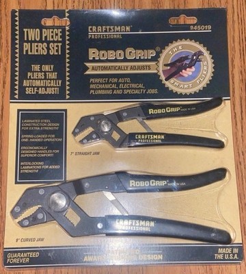 Craftsman RoboGrip 945019 2pc Pliers Set 7in Straight/9in Curved Auto Adj