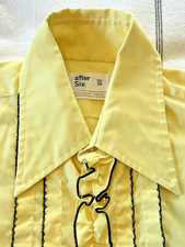 After Six Vintage 1970s Yellow Ruffled Tuxedo Shirt Men's 15 1/2 x 34