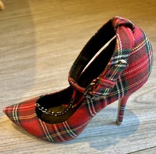 Office London Red Tartan Concealed Platform Stiletto Court Shoes UK5.5 Steampunk