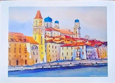 Passau Kunstdruck Bernhard Gerner Stadtansicht 50x70 cm Standardformat Bayern