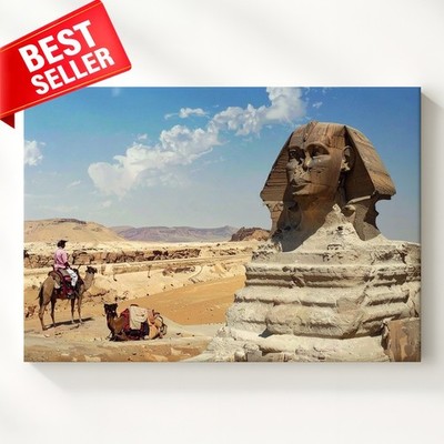 Giza Desert Landmark Canvas Realistic Capturing Situated Some Monuments Wall Art
